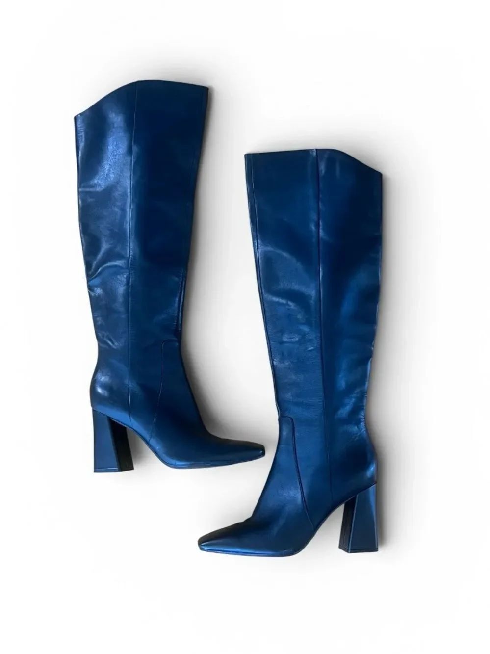 NATURALIZER Lyric Over-the-Knee Square Toe Black Leather Comfort Heel Boots 10
